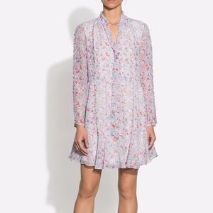NWT Shoshanna Avila Minidress Optic Multi w/ Tie